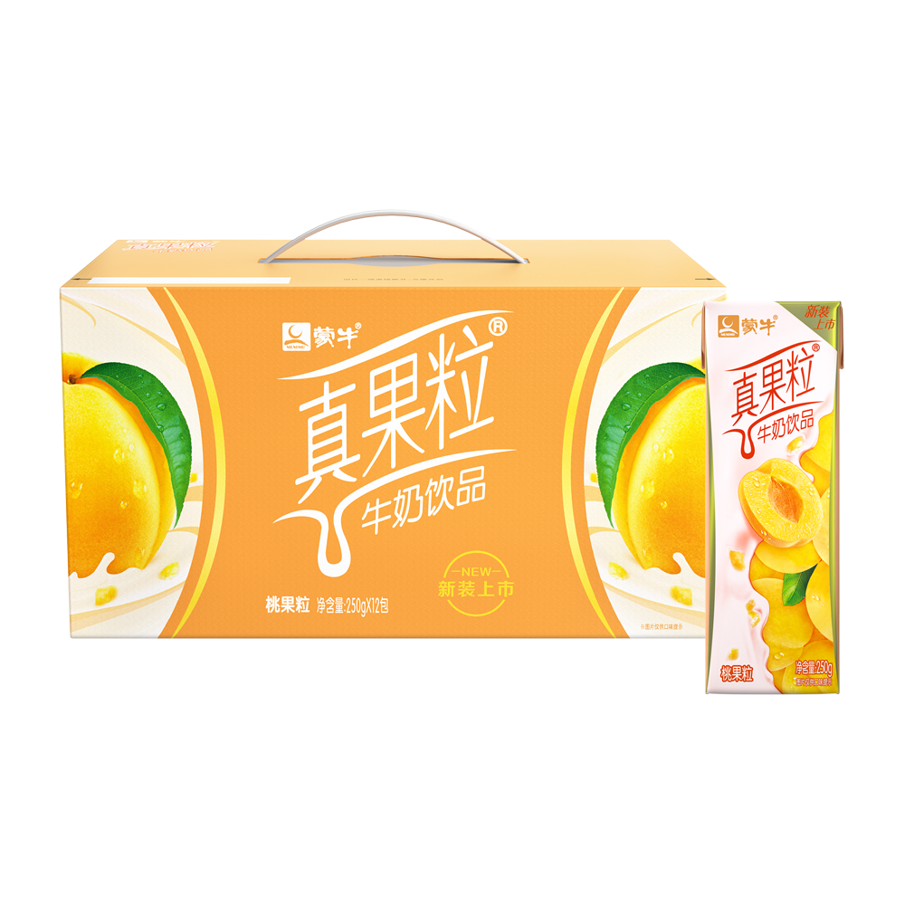 【蒙牛】真果粒黄桃果粒牛奶饮品250g×12盒